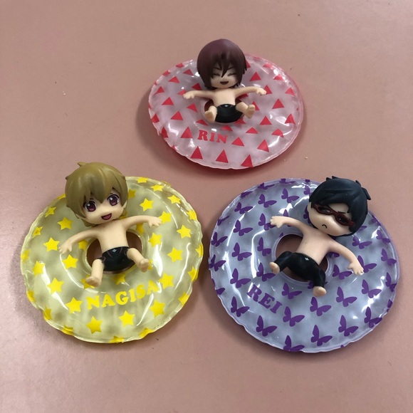 Free! Iwatobi Swim Club Set of 3 Mini Figures Floaties - Picture 1 of 8